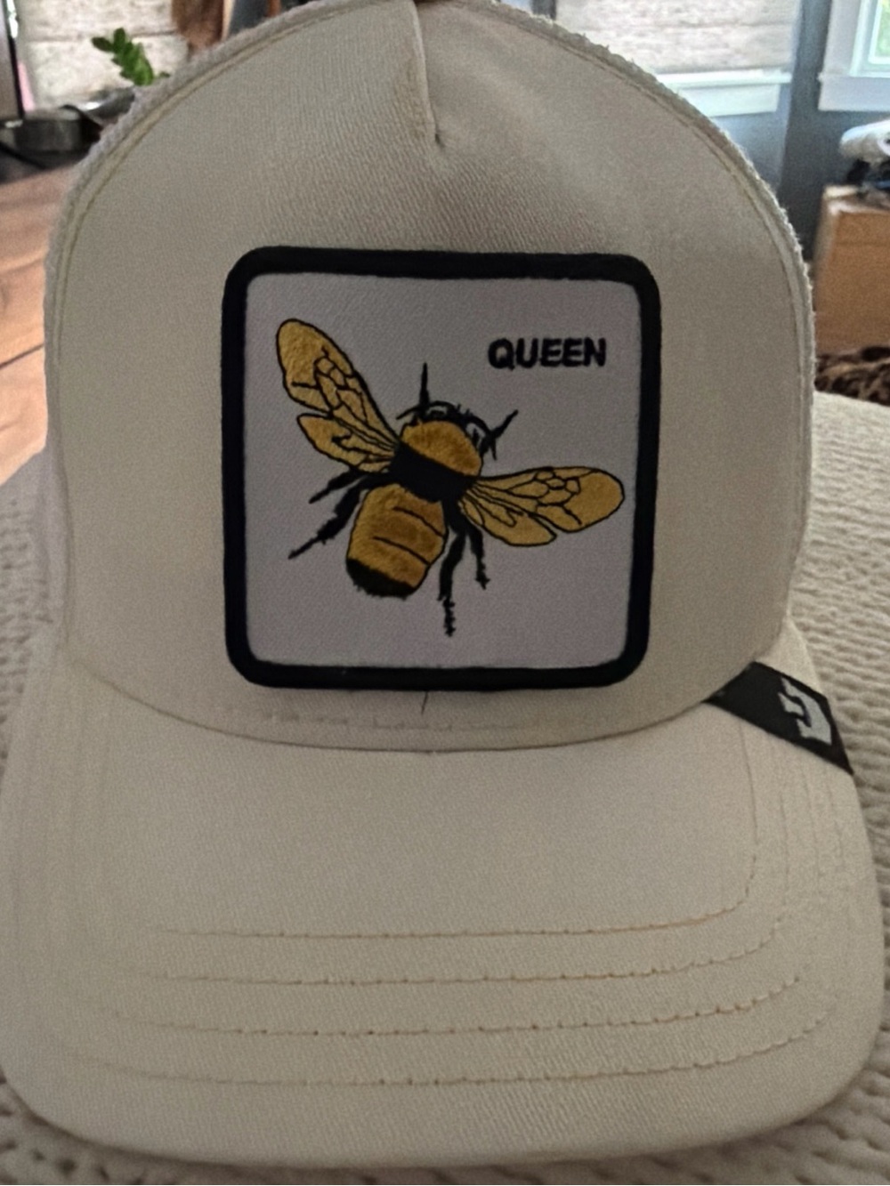 Que Yellow and Black Bee Patch Cap